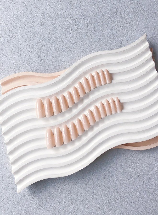 XCREANDO Nude Medium Short Coffin Press on Nails Medium Coffin Nails Press ons, Gel Glue on Nails Short Fake Nail for Women, Ballerina T Shape Acrylic False Nail Square Natural Handmade - Image 4